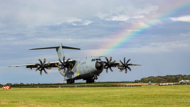 German Air Force A-400M arrives at RAF Waddington