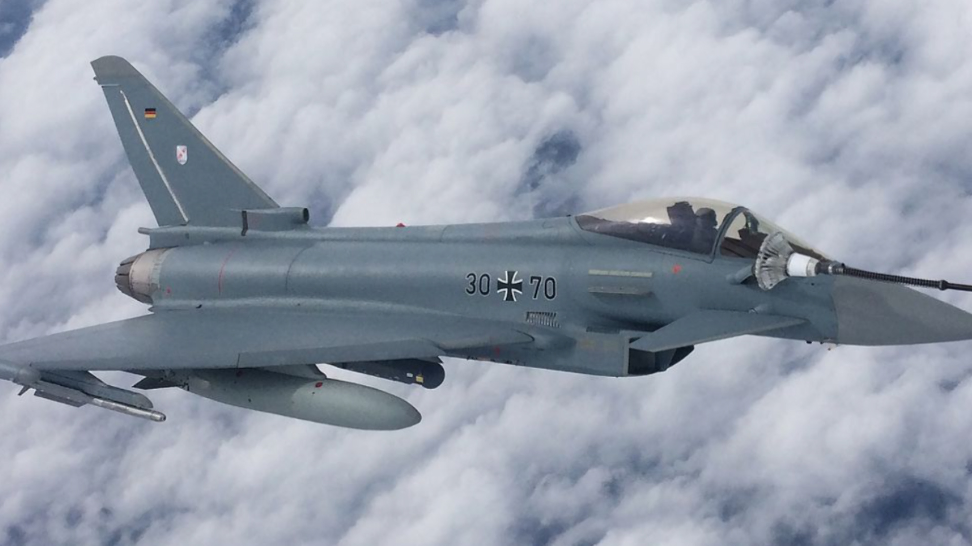 German Luftwaffe Jet Refueled Over Holland (Picture: MOD).
