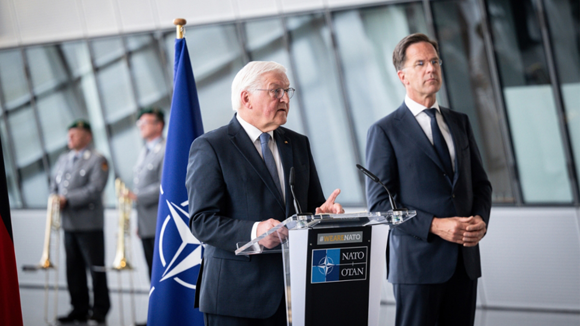 President Steinmeier met Nato Secretary General Mark Rutte at the ceremony 