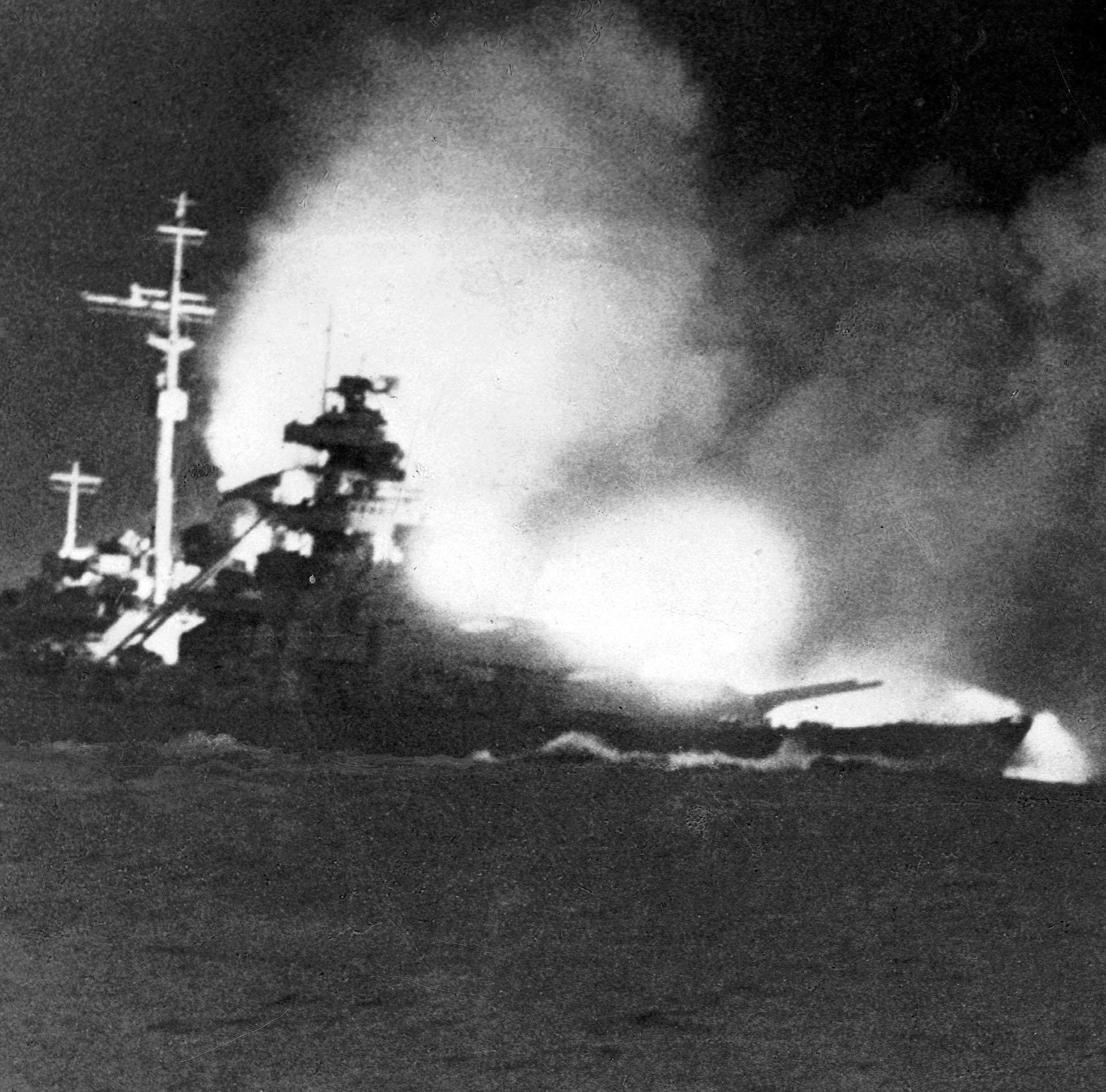 Bismarck opens fire on HMS Prince of Wales and HMS Hood on 24 May 1941