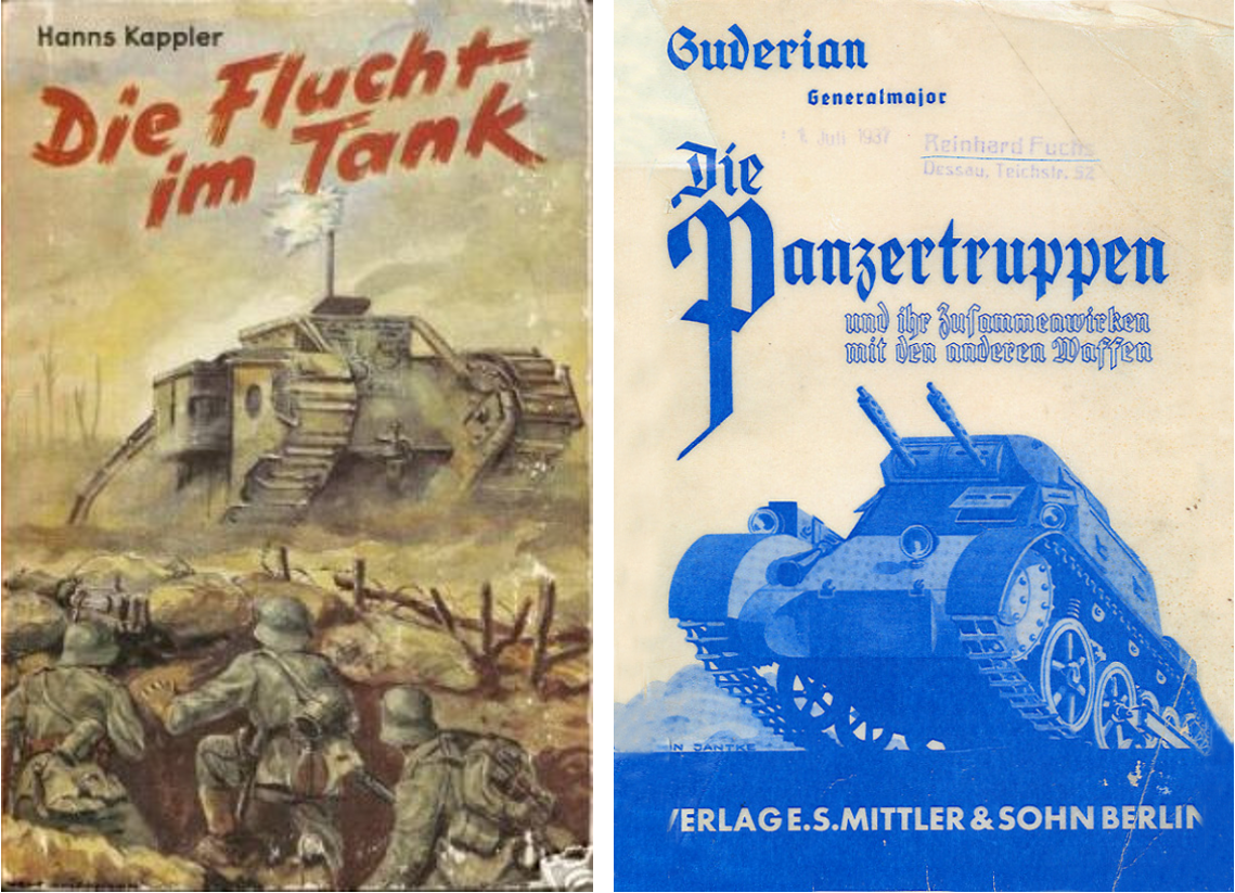German tank books Die Flucht im Tank by Hanns Kappler and Die Panzertrauppen by Guderian