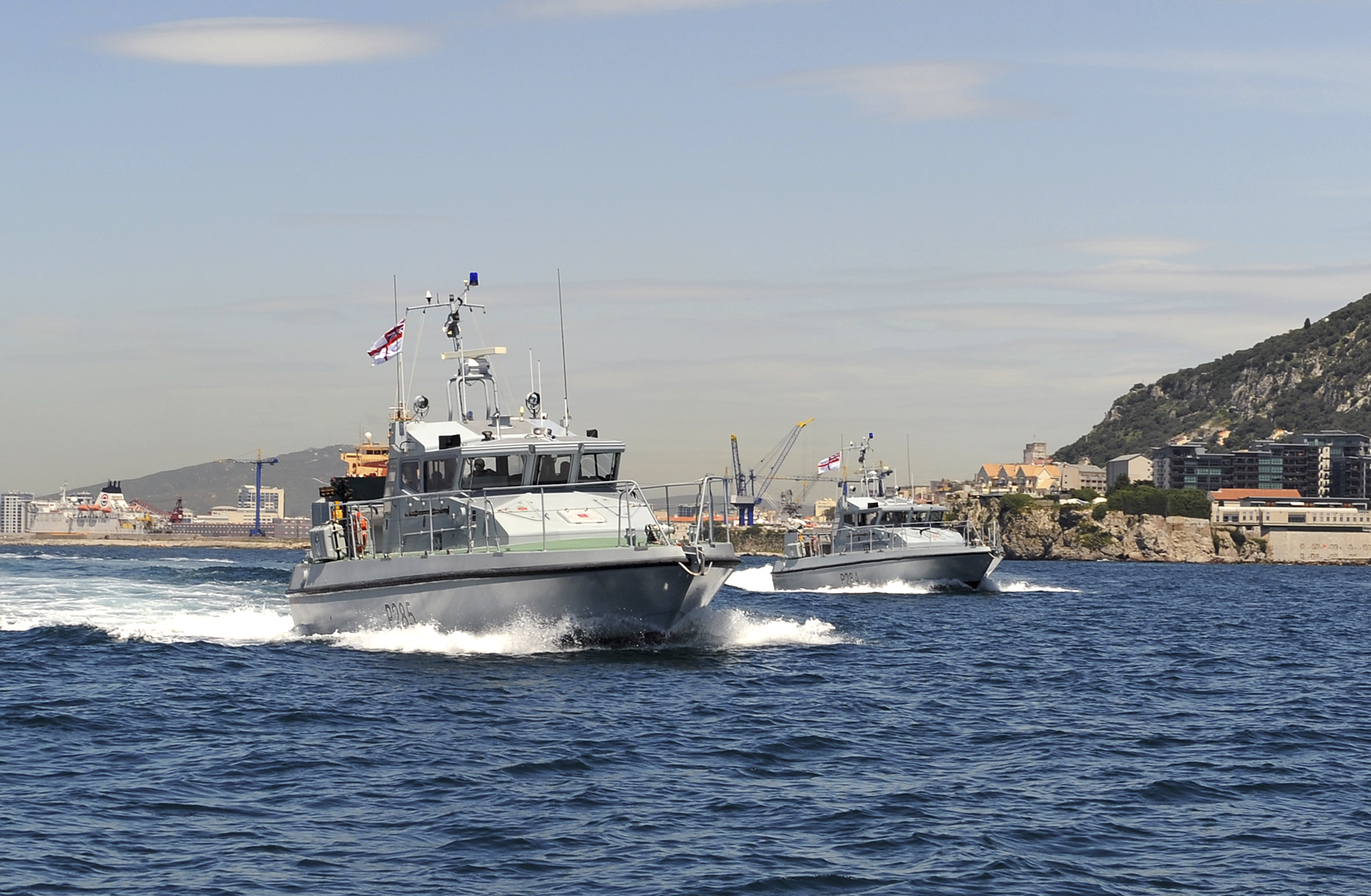 Gibraltar Patrol Boat Squadron includes HMS Scimitar, HMS Sabre and various RHIB vessels, The squadron are based within Her Majesty's Naval Base Gibraltar