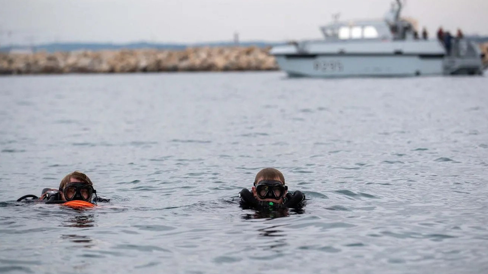 Gibraltar Royal Navy Clearance Divers At Work