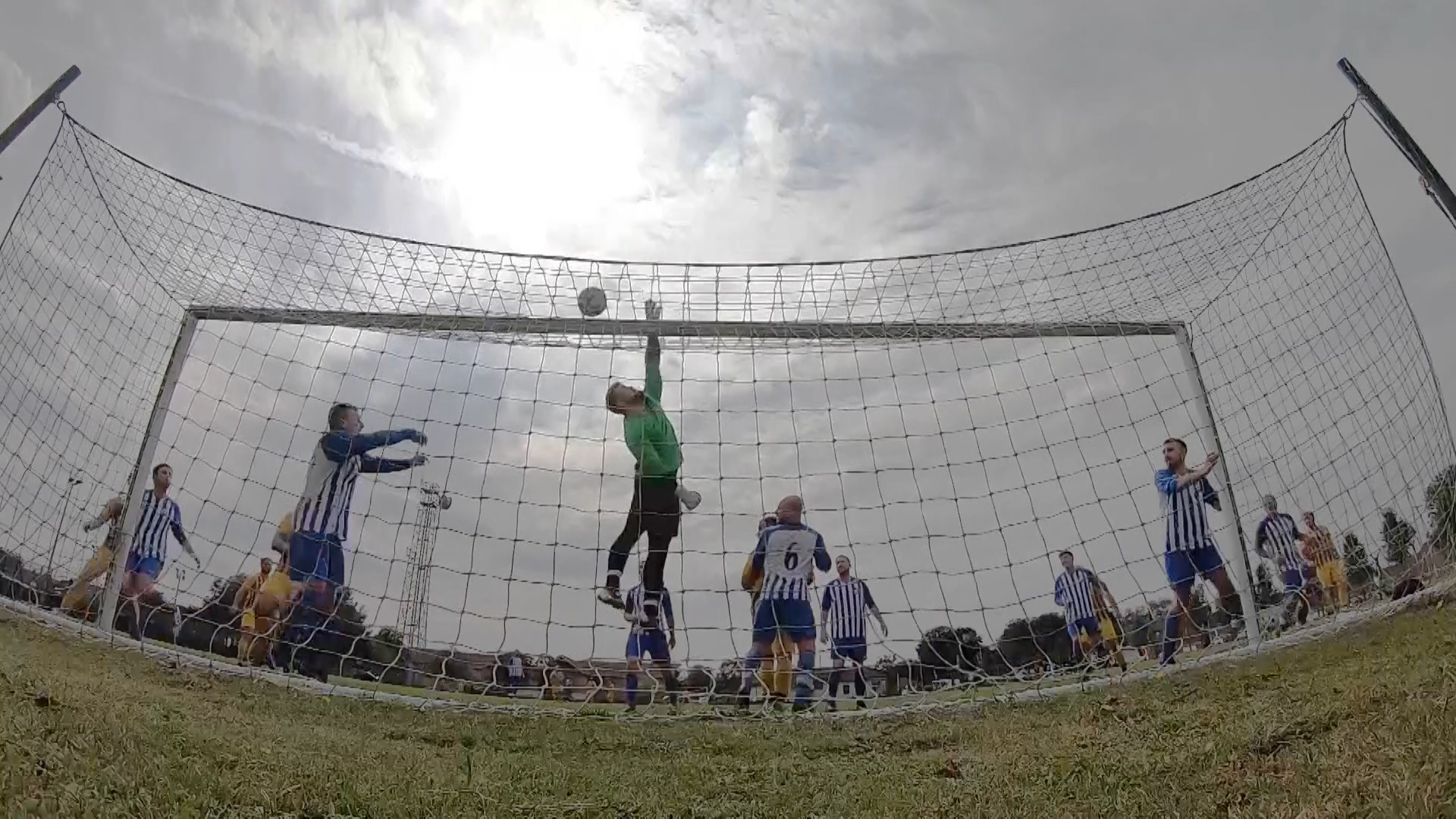 Goalline view of inter RAF football.