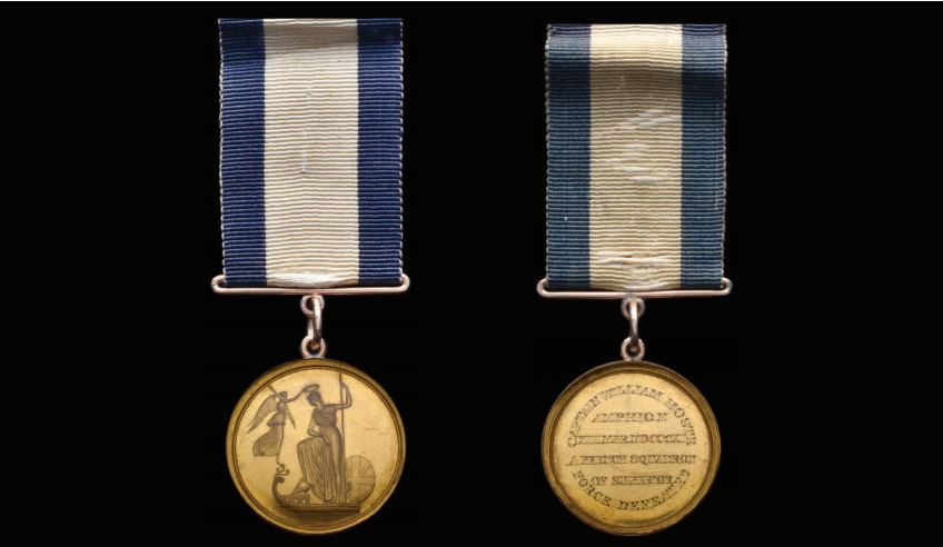 Gold Naval Medal Awarded To Captain Sir William Hoste Auctioned 13072021 Credit Morton and Eden Ltd.JPG
