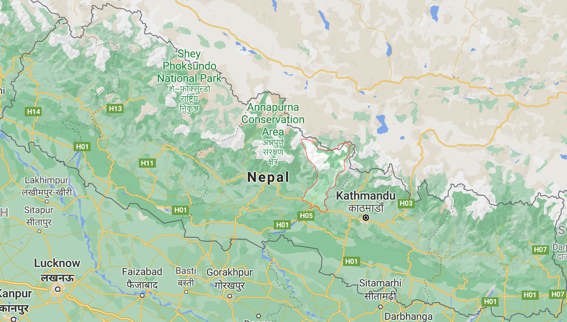 A map of Gorkha District in Nepal