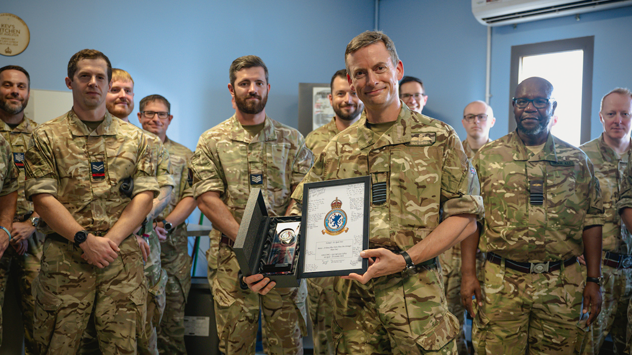 Group Captain Lefroy, 83 Expeditionary Air Group’s Deputy Air Component Commander, has handed over his command on Operation Shader (Picture: Royal Air Force)