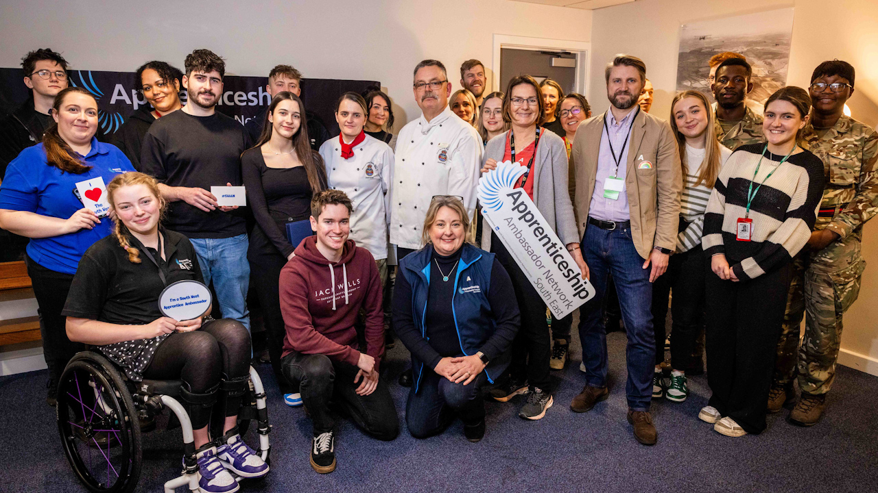 Group image of all those involved with this year’s Apprenticeship Ambassador Network Army Bake Off held at the Defence College of Logistics, Policing and Administration Food Services Training Wing at Worthy Down (Picture: British Army).