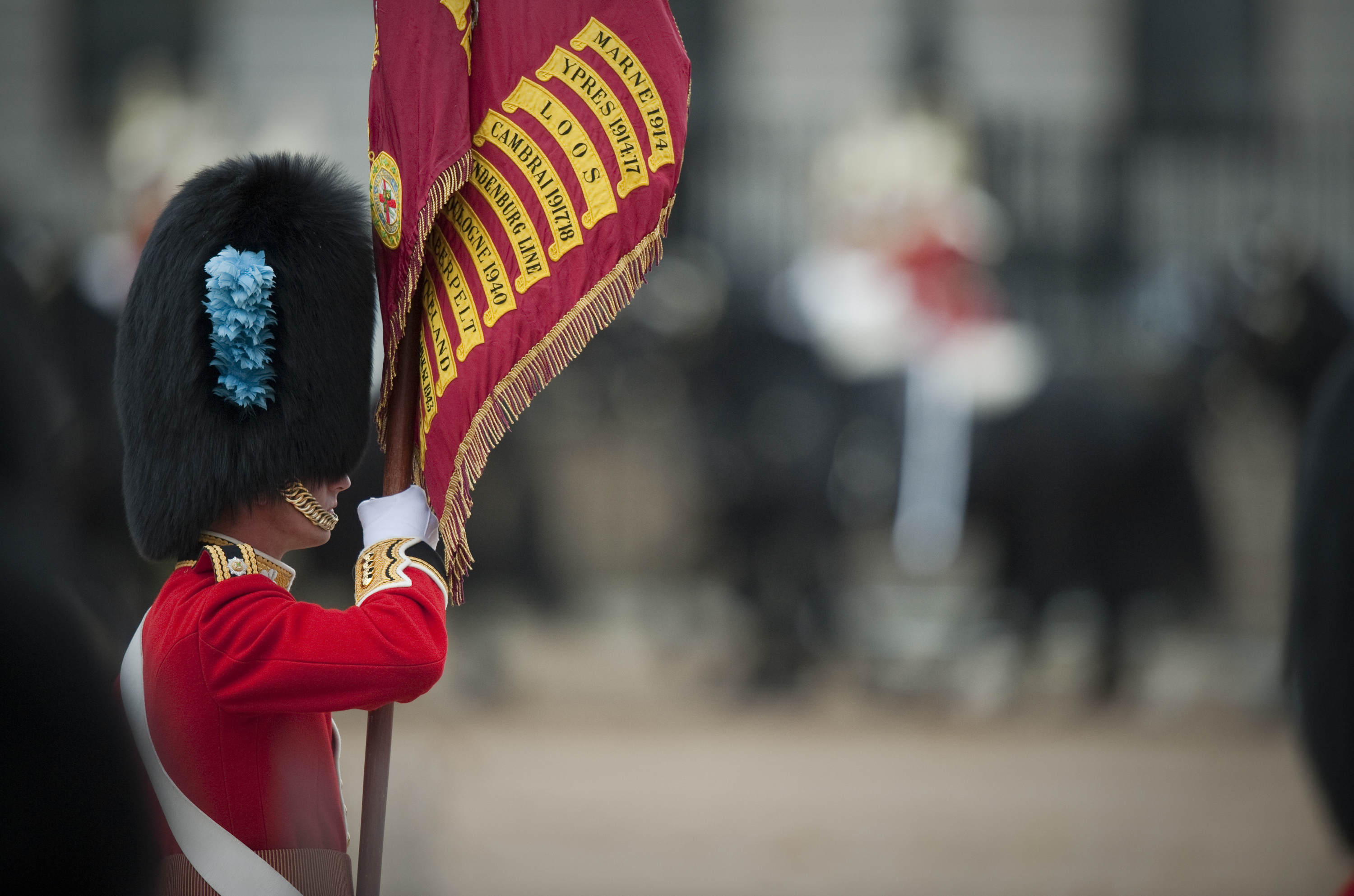 The Irish Guards' battle honours include the Marne, Ypres, Loos and Cambrai from the First World War