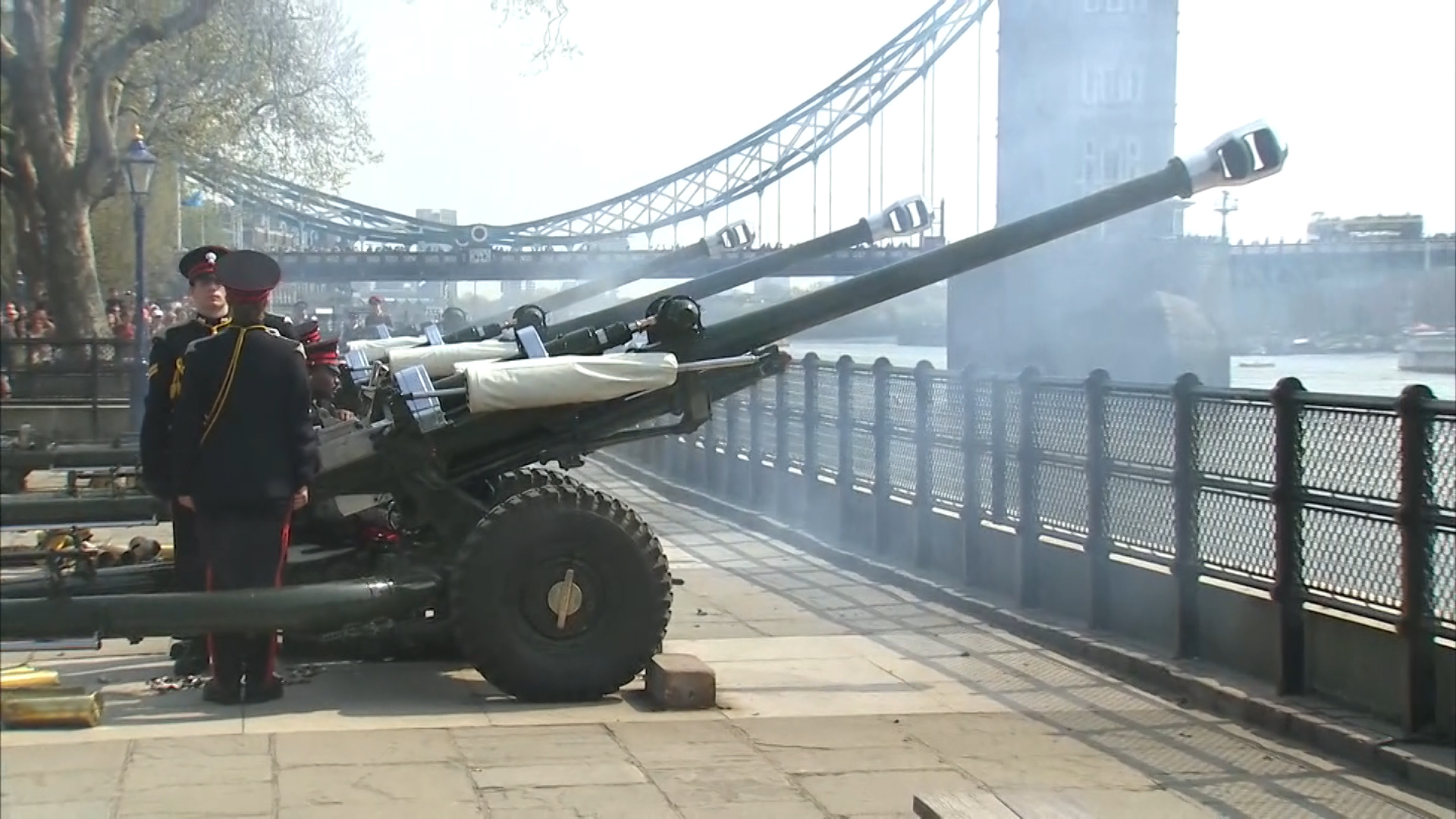 Gun salute Tower Bridge