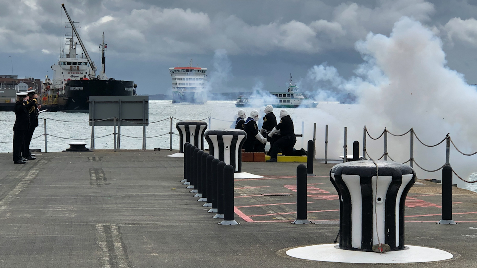 Gun salute taking place in Portsmouth to mark the death of Queen Elizabeth II