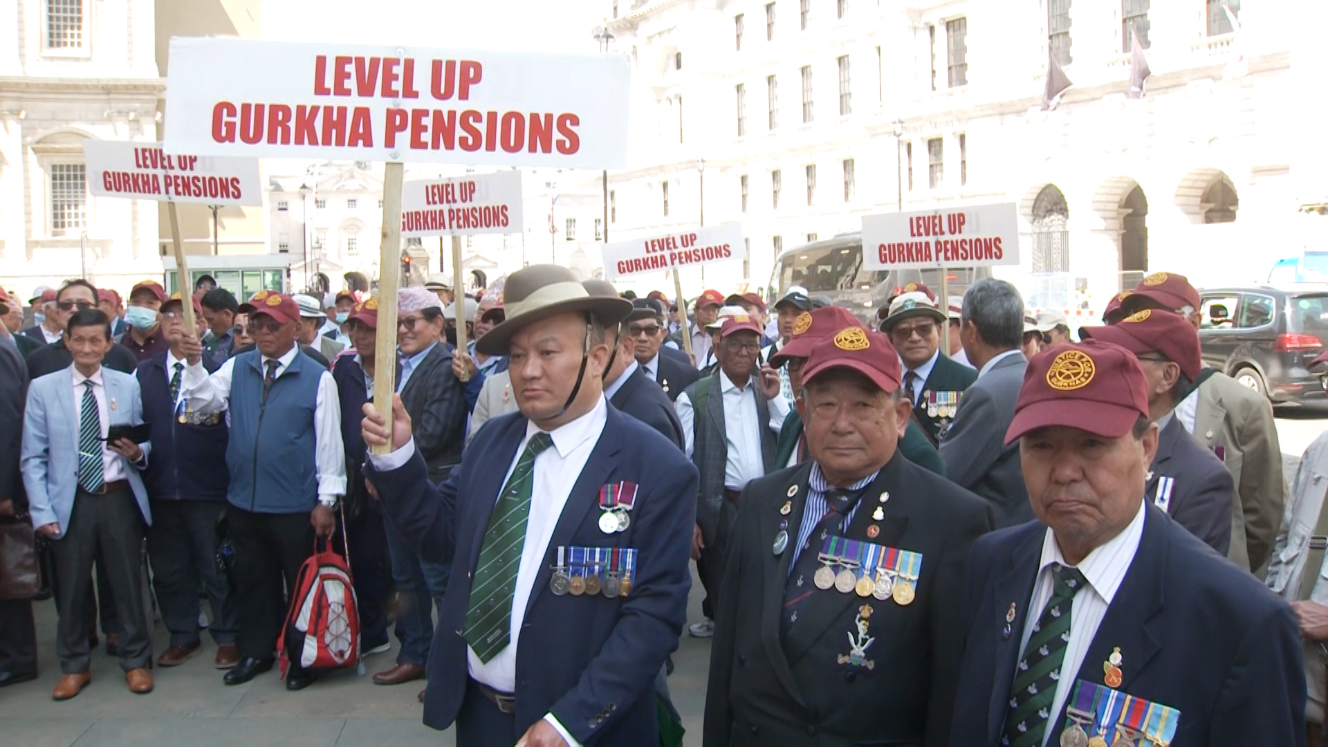 Gurkha community campaign for equal pension rights at Whitehall 15062023 CREDIT BFBS