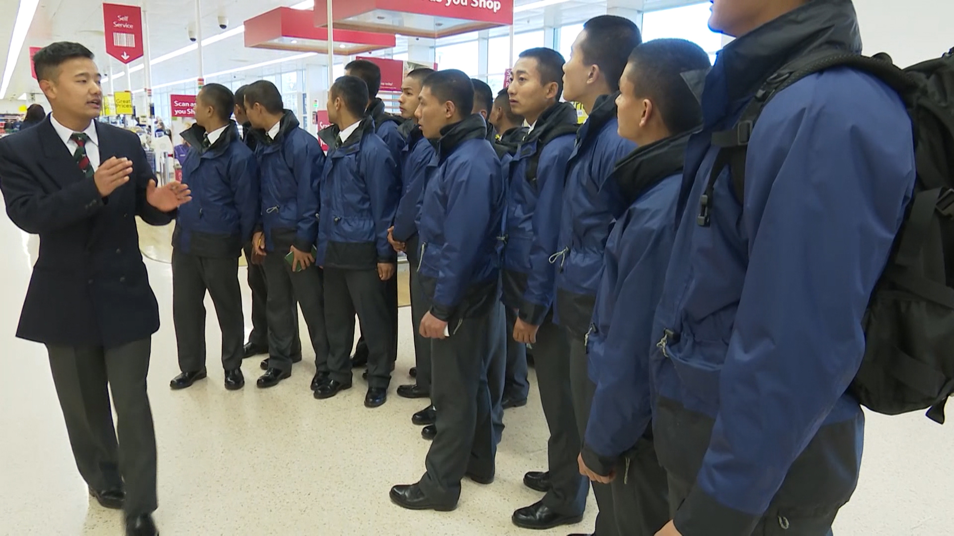 Gurkha recruits get briefed about UK supermarkets 220319 CREDIT BFBS.jpg