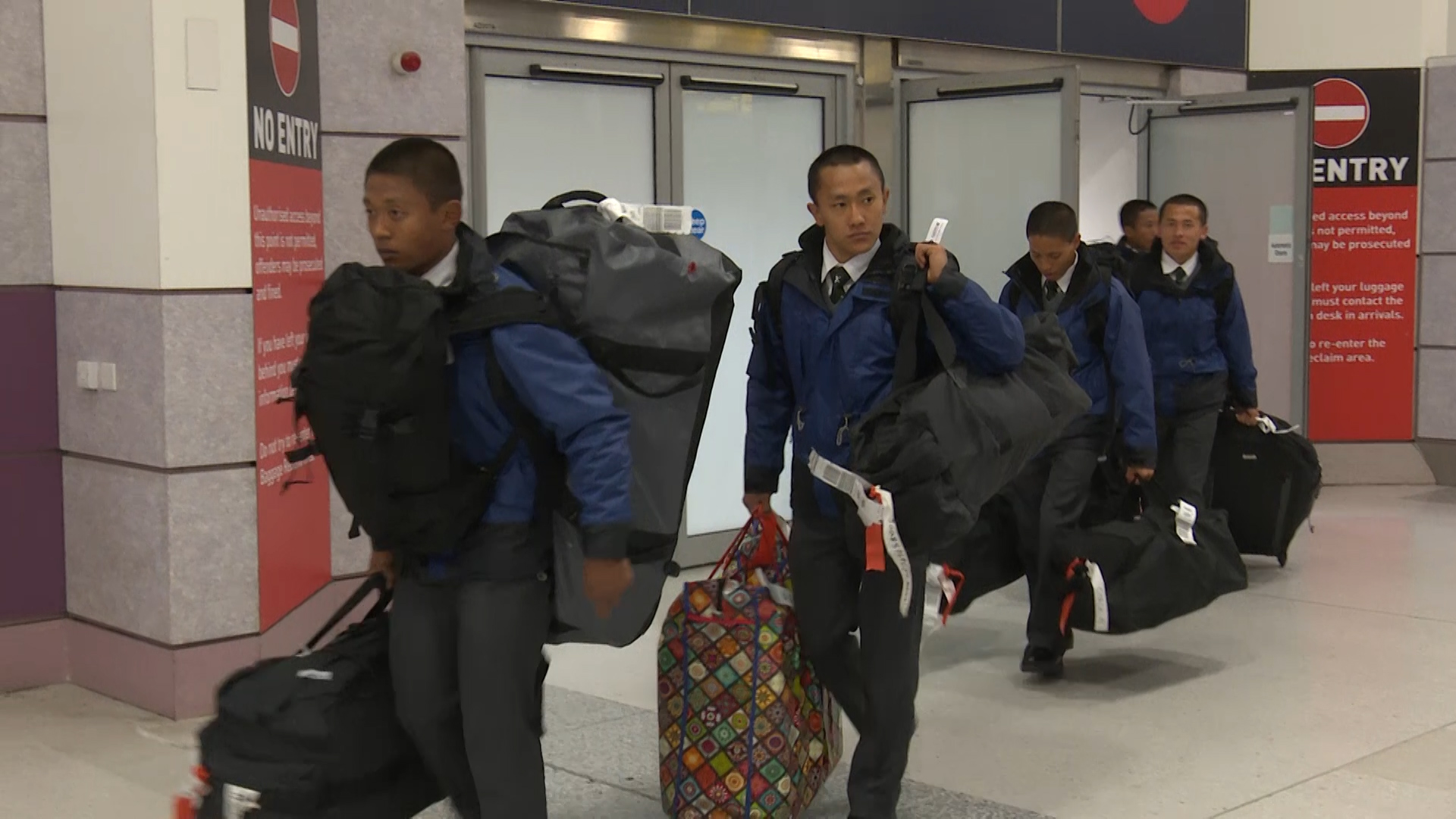 Gurkhas arrive at UK airport 120219 CREDIT BFBS