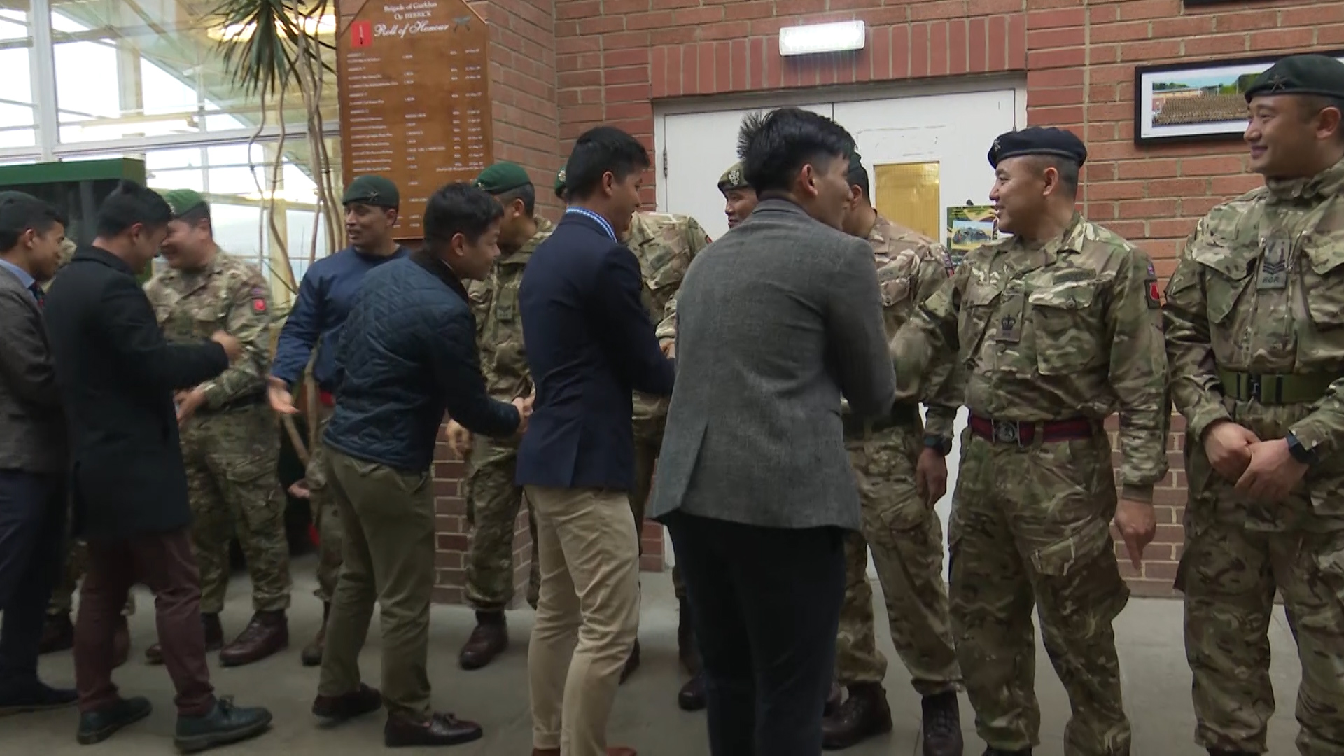 Recruits were welcomed inside Catterick Garrison, after arriving to a wet and windy UK .