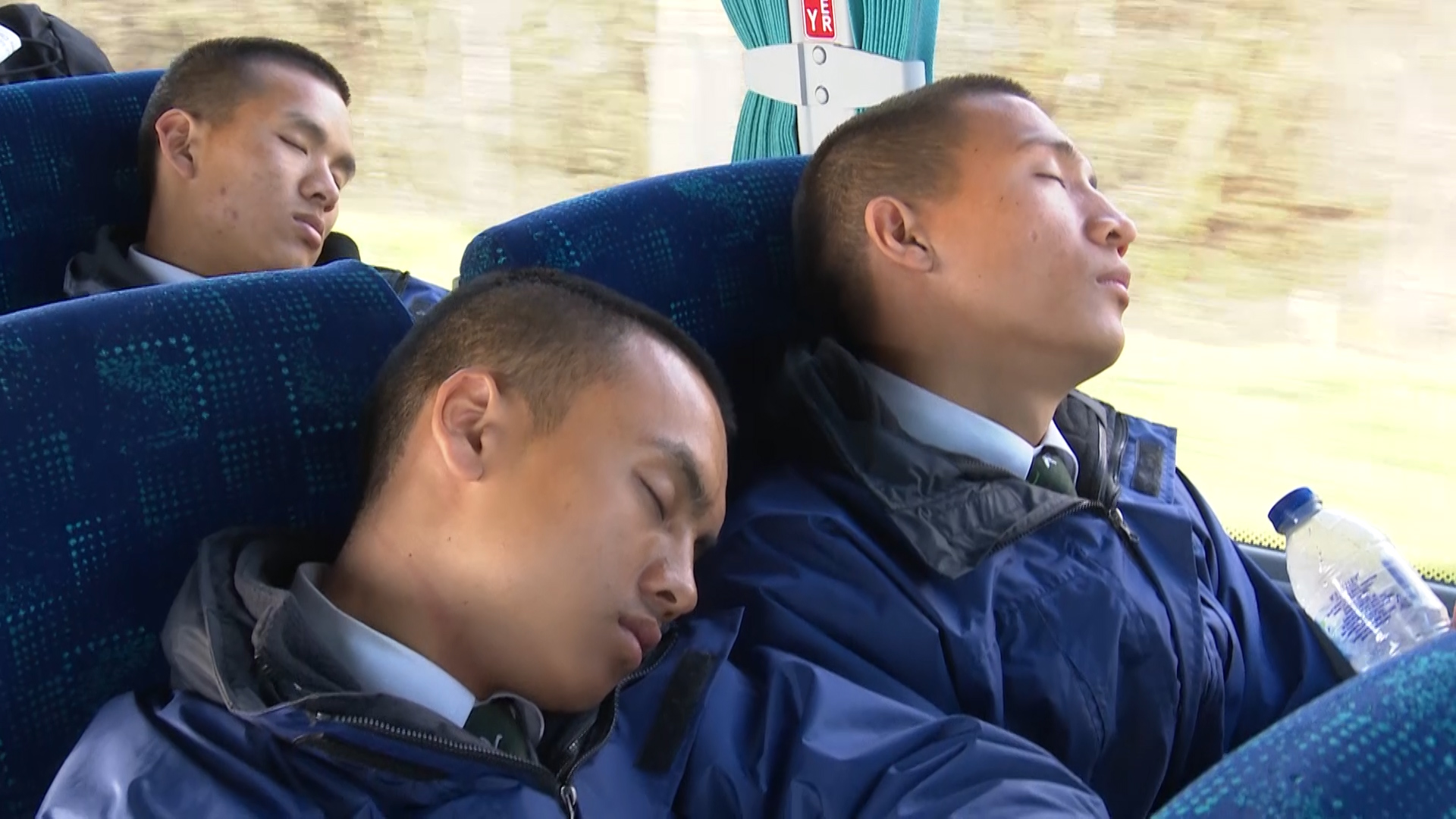 Gurkhas sleep on the bus to Catterick 120219 CREDIT BFBS