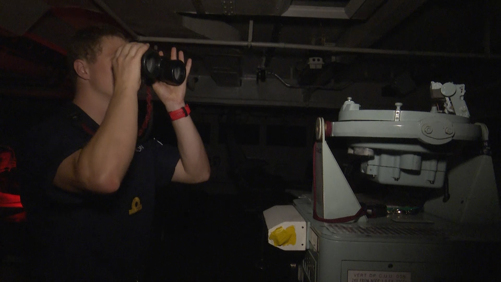 HMS Albion crew member on a nightshift 021118 CREDIT BFBS