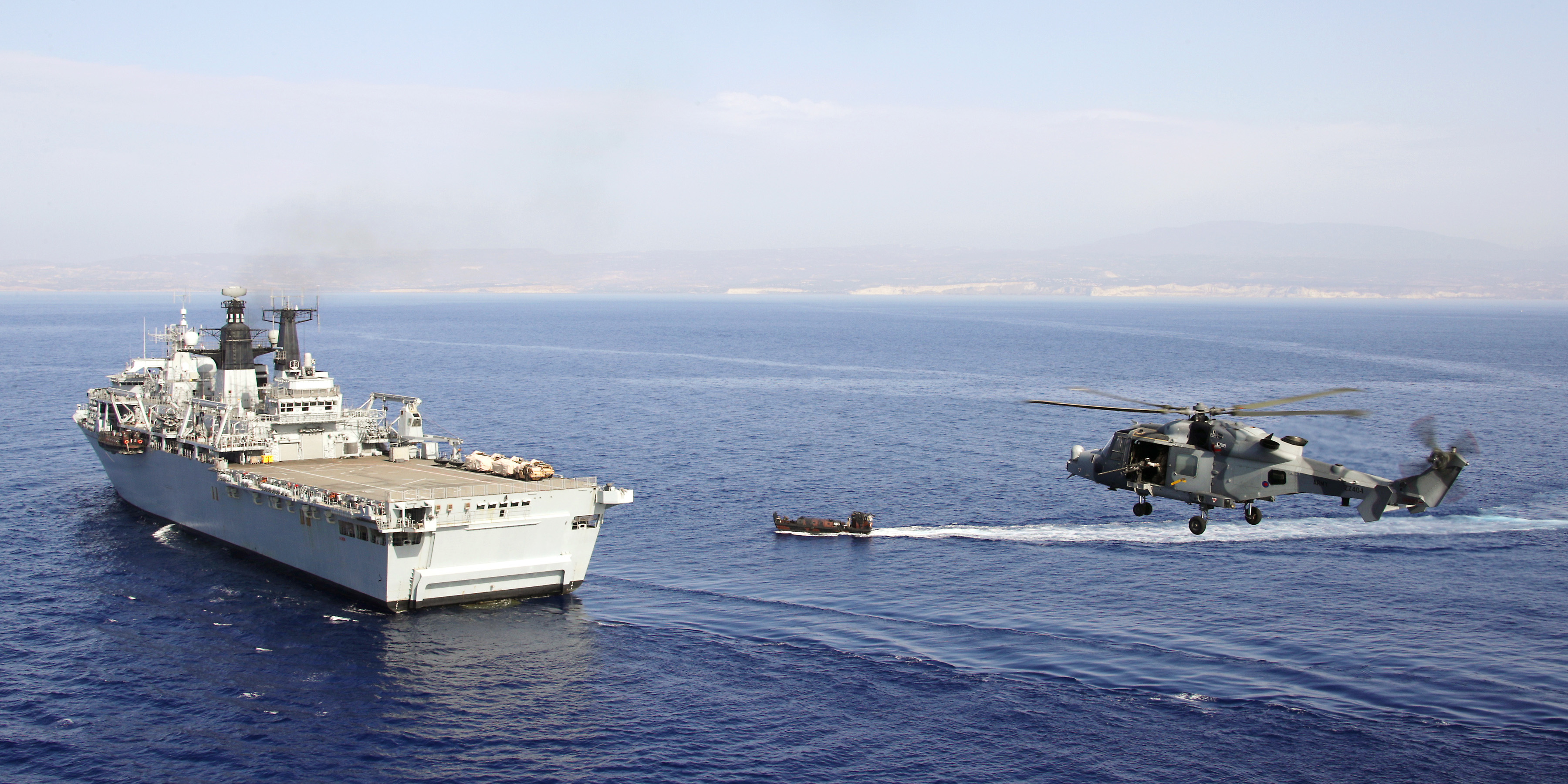 HMS Albion in Cyprus practicing Humanitarian Crisis Response 