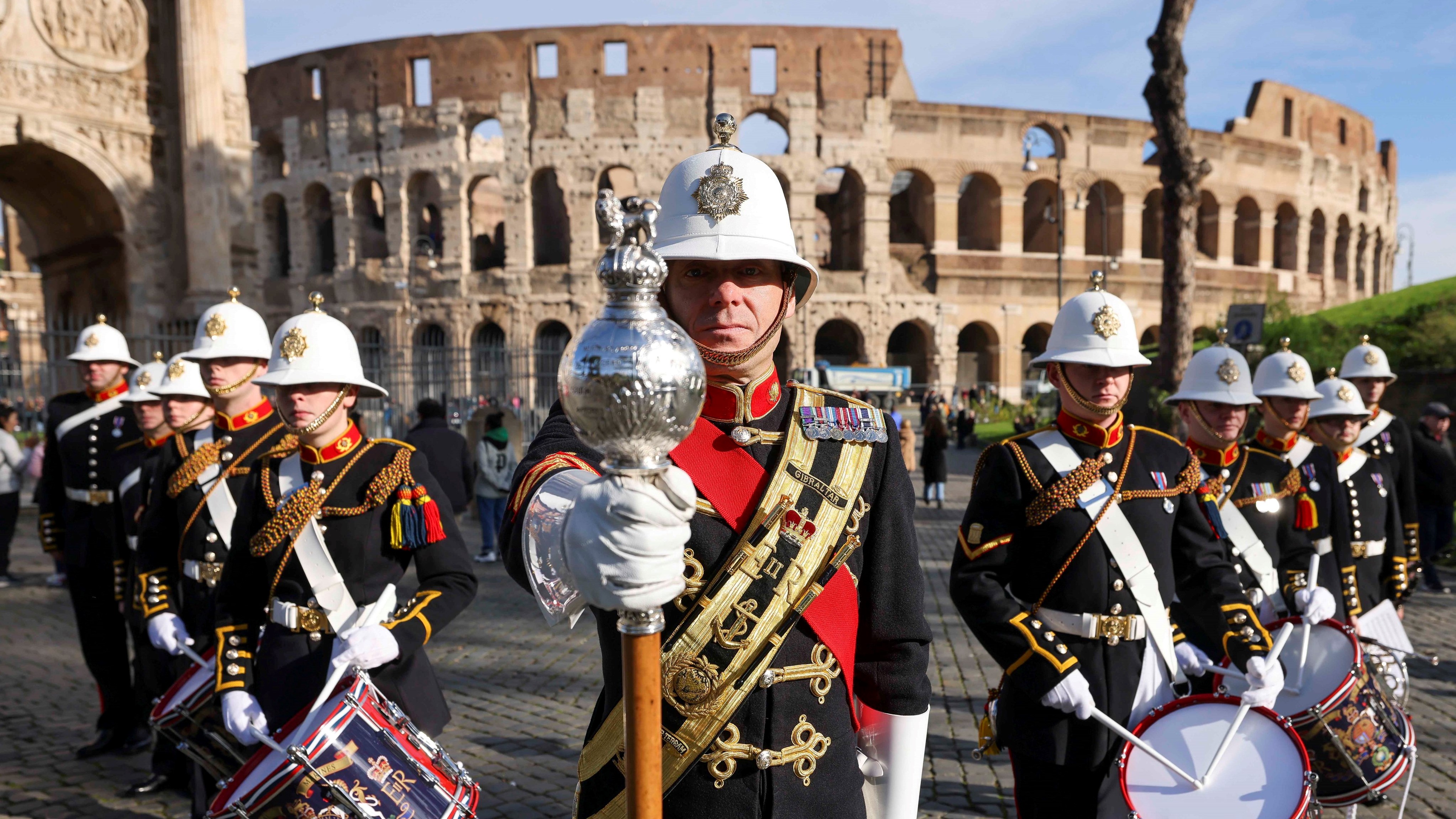 HMS Albion perform at Rome's colosseum 04122022 CREDIT HMS Albion Twitter 