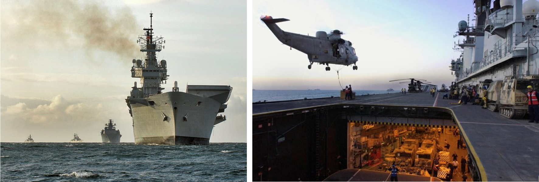 Two pictures of HMS Ark Royal