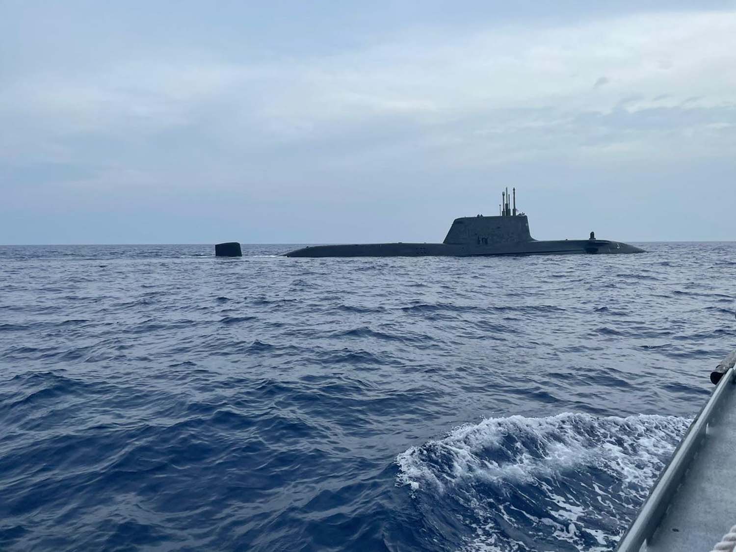 The upgraded Spearfish underwent deep water trials with HMS Audacious in the Bahamas (Picture: Royal Navy).