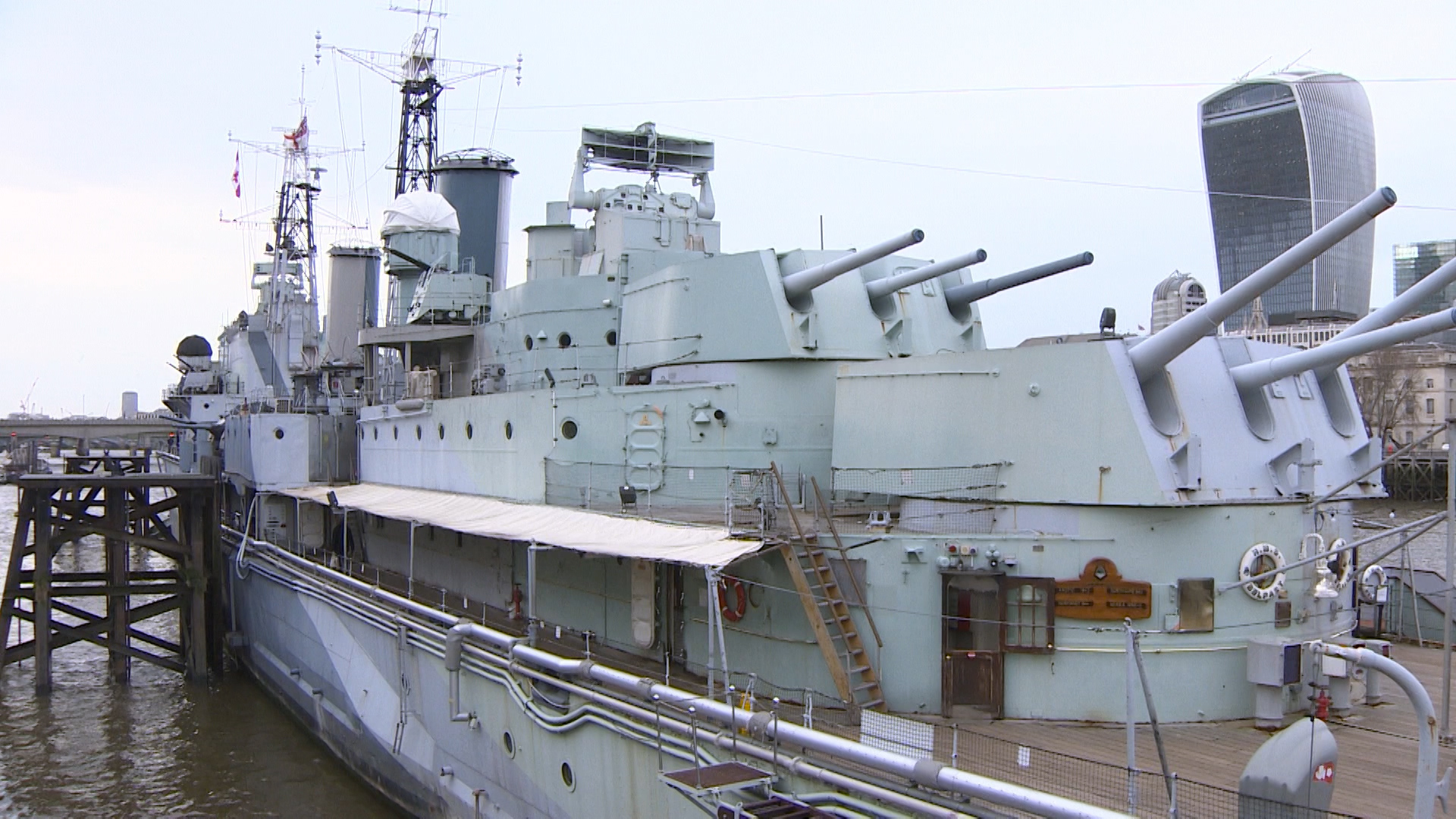 The ceremony was held on HMS Belfast. 