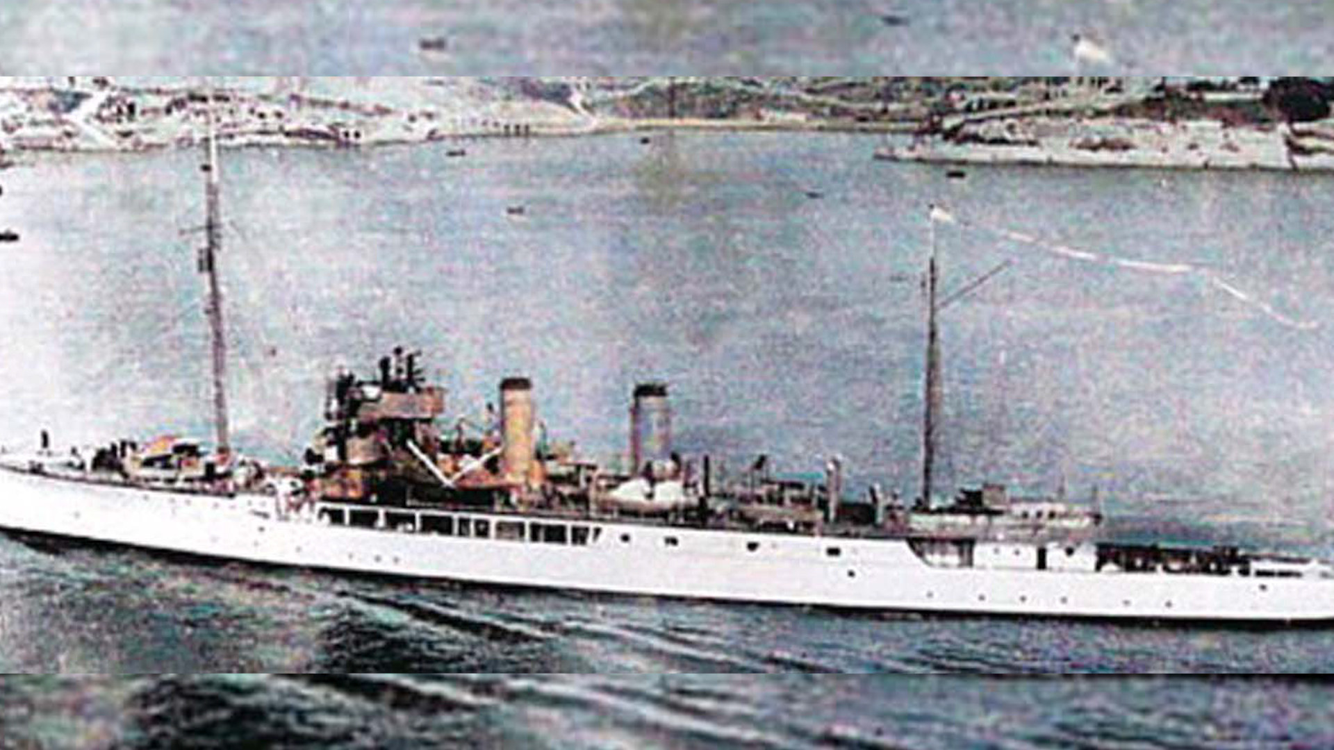HMS Bluebell in May 1925 showed the White Ensign to the people of the Republic of Palau DATE UNKNOWN Credit Royal Navy MOD