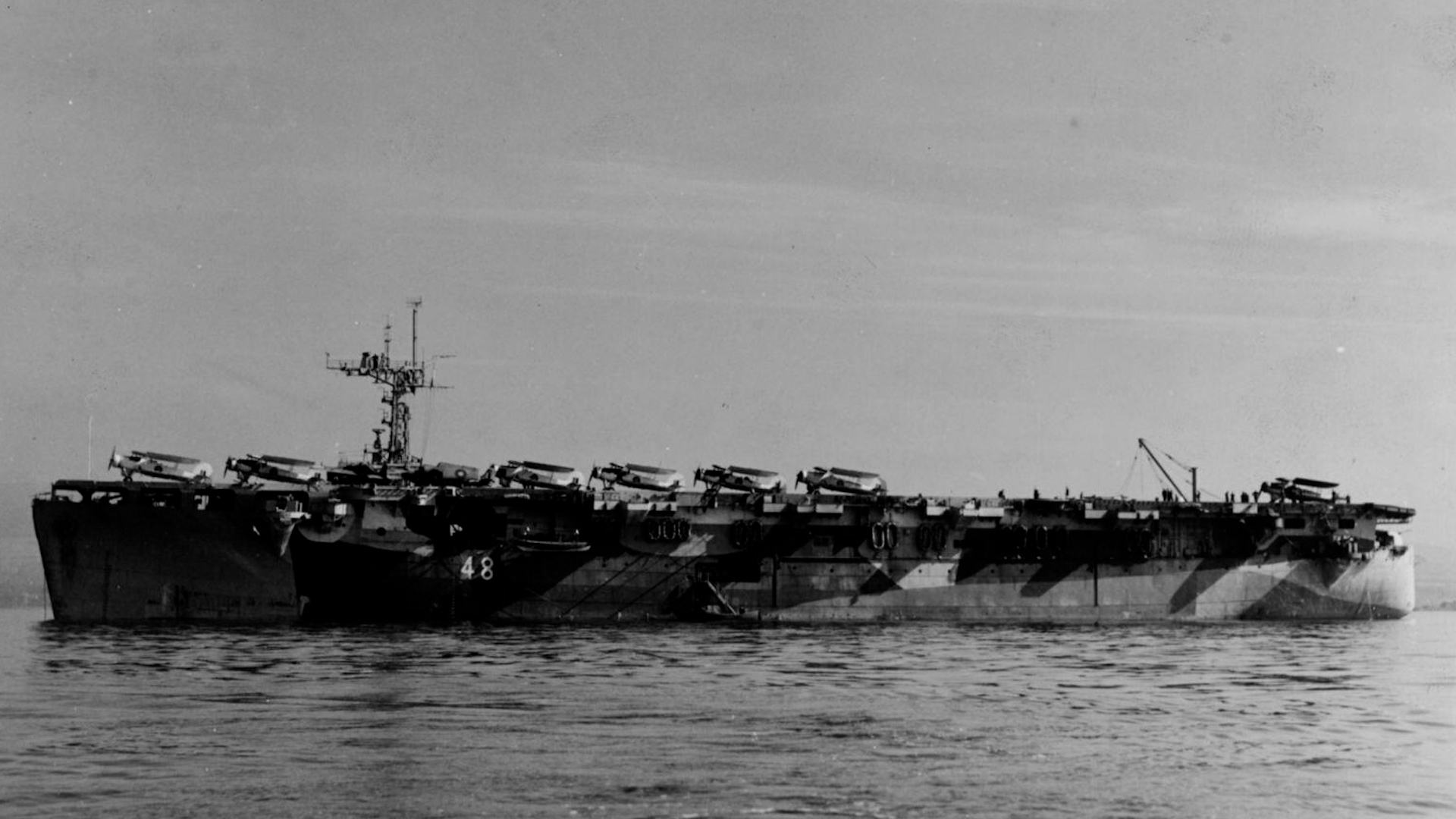 HMS Campania Aircraft Escort Carrier At Anchor 1944 CREDIT Volgi archive Alamy Stock Photo