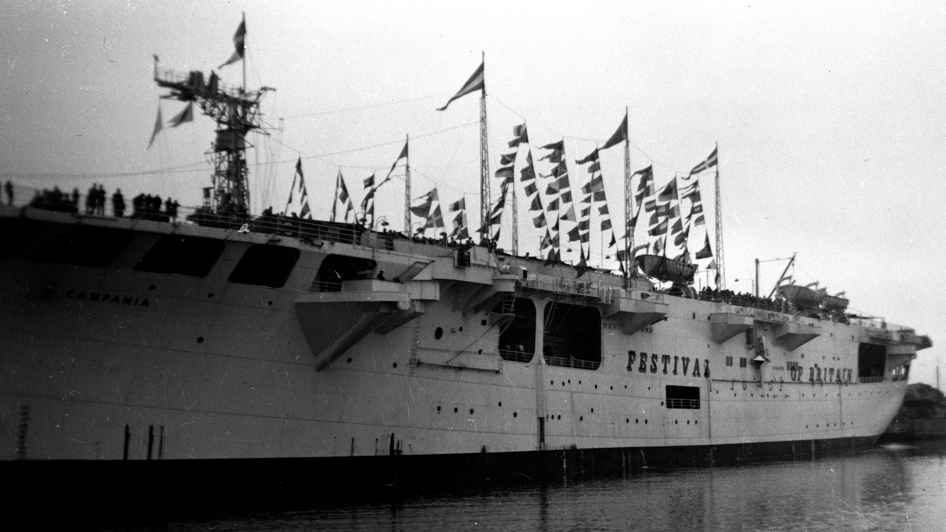 HMS Campania Aircraft Escort Carrier Festival of Britain 1951 CREDIT Chronicle Alamy Stock Photo