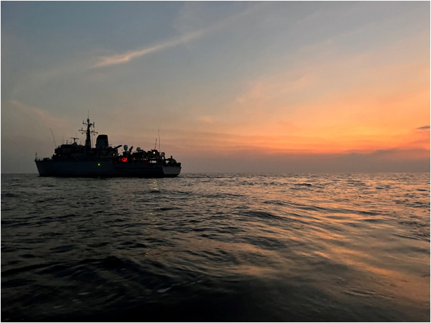 HMS Chiddingfold at sunset in the Gulf (Picture: Royal Navy).