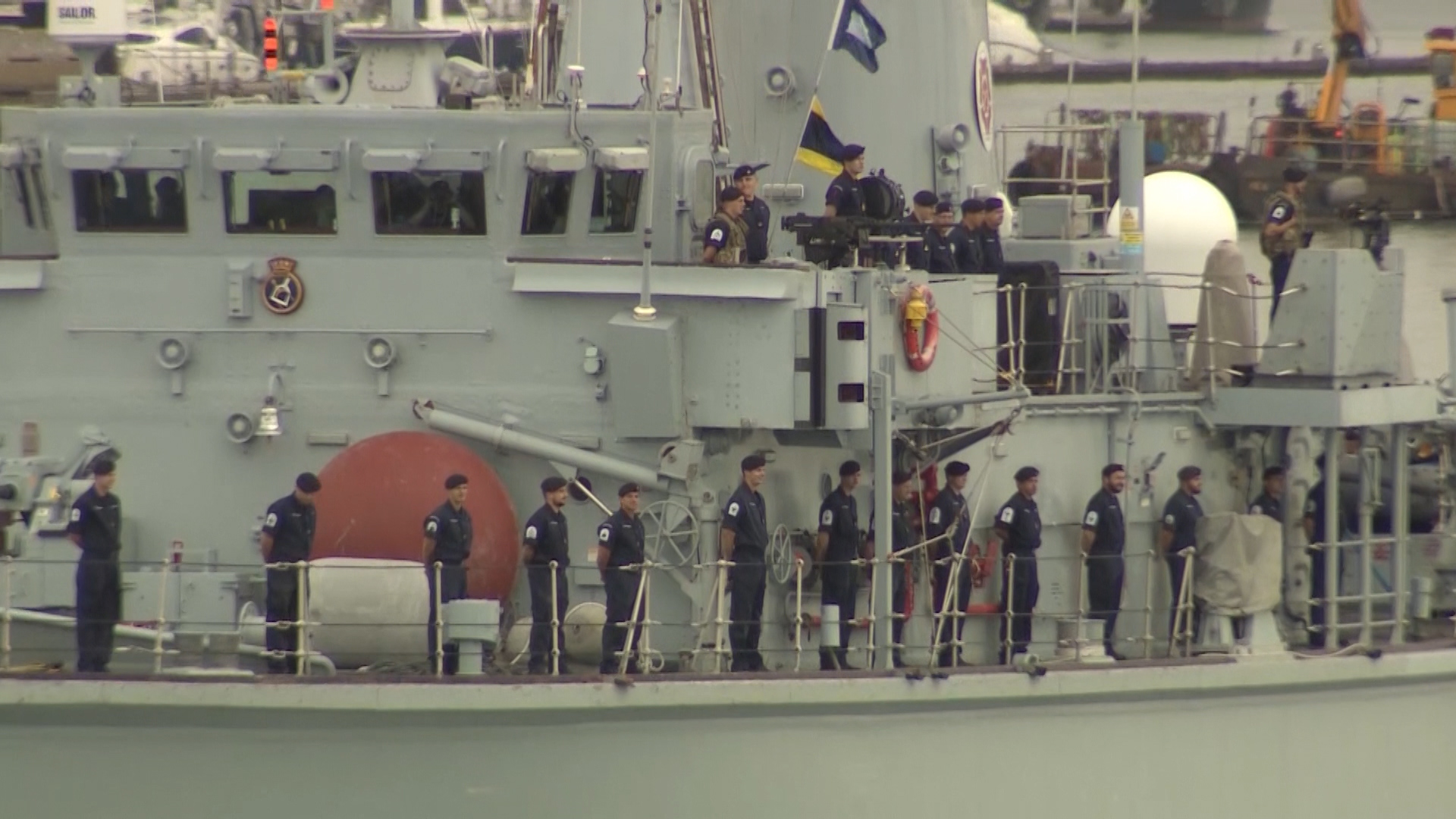 HMS Chiddingfold crew on their way to Bahrain 100620 CREDIT BFBS.jpg