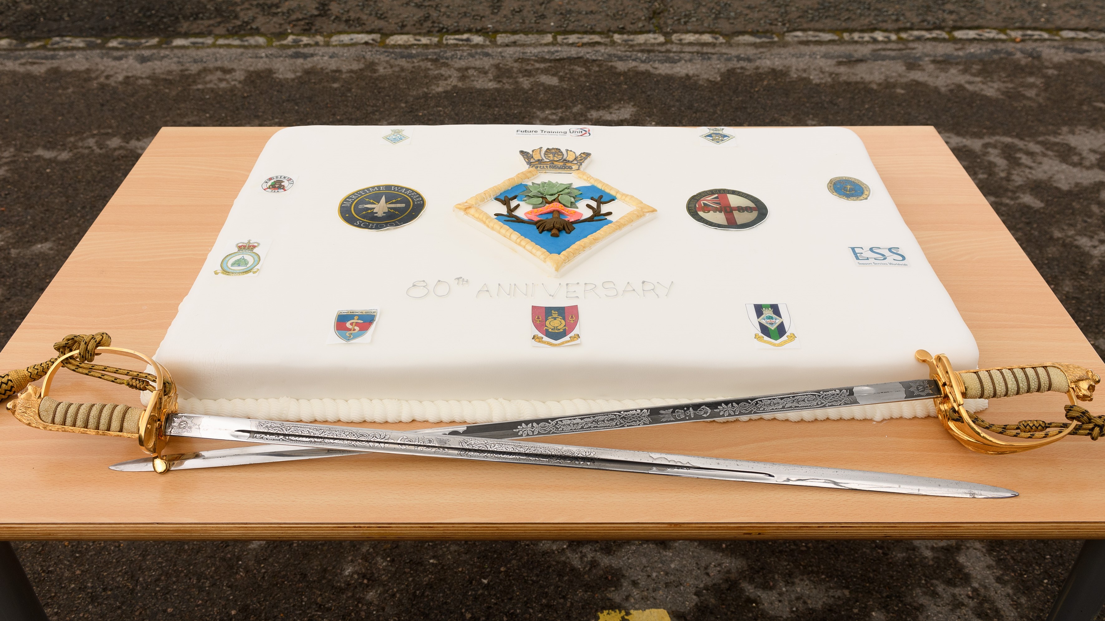 HMS Collingwood's 80th 'brithday' cake made by Collingwood’s own chefs (Picture: Crown Copyright).