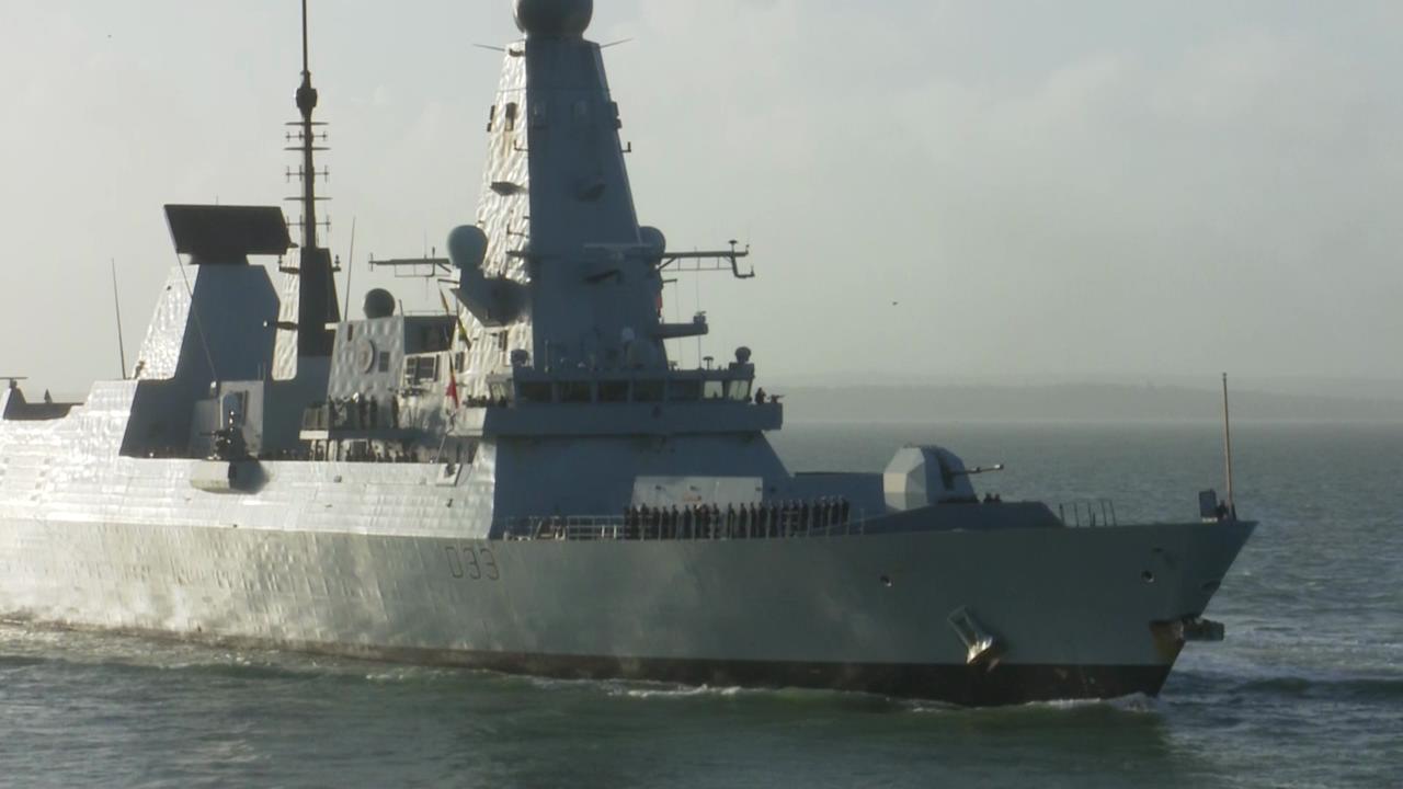 HMS Dauntless arriving at Portsmouth naval bas