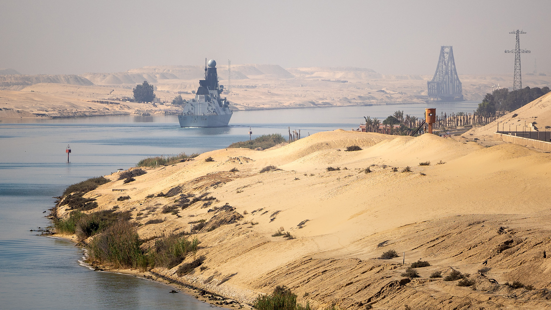 HMS Dauntless was pictured passing through the Suez canal at the end of May