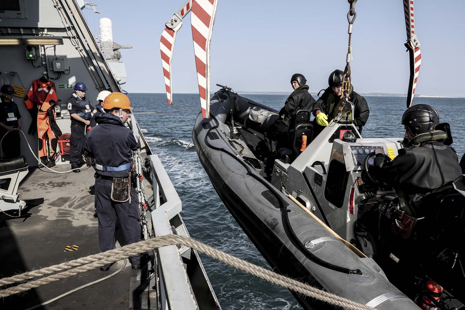 HMS Defender's crew have been undergoing training, including sea boat drills (Picture: Royal Navy).