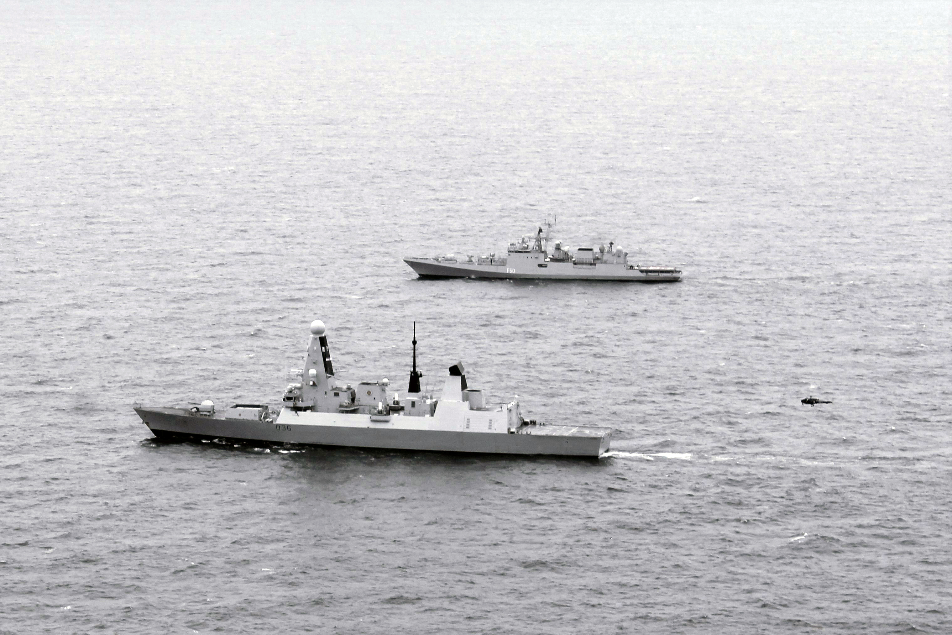 HMS Defender and INS Tarkash during Exercise Konkan 150819 CREDIT Royal Navy