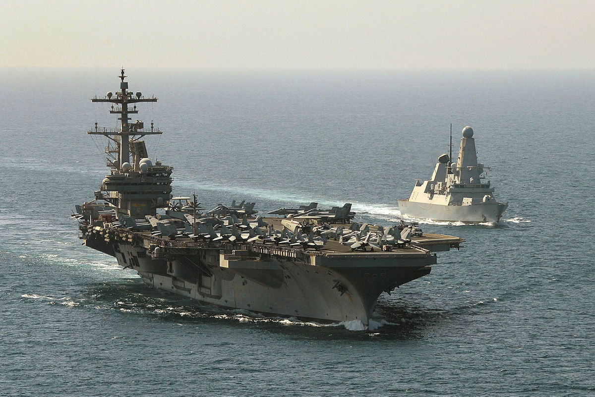 HMS Defender with USS George HW Bush
