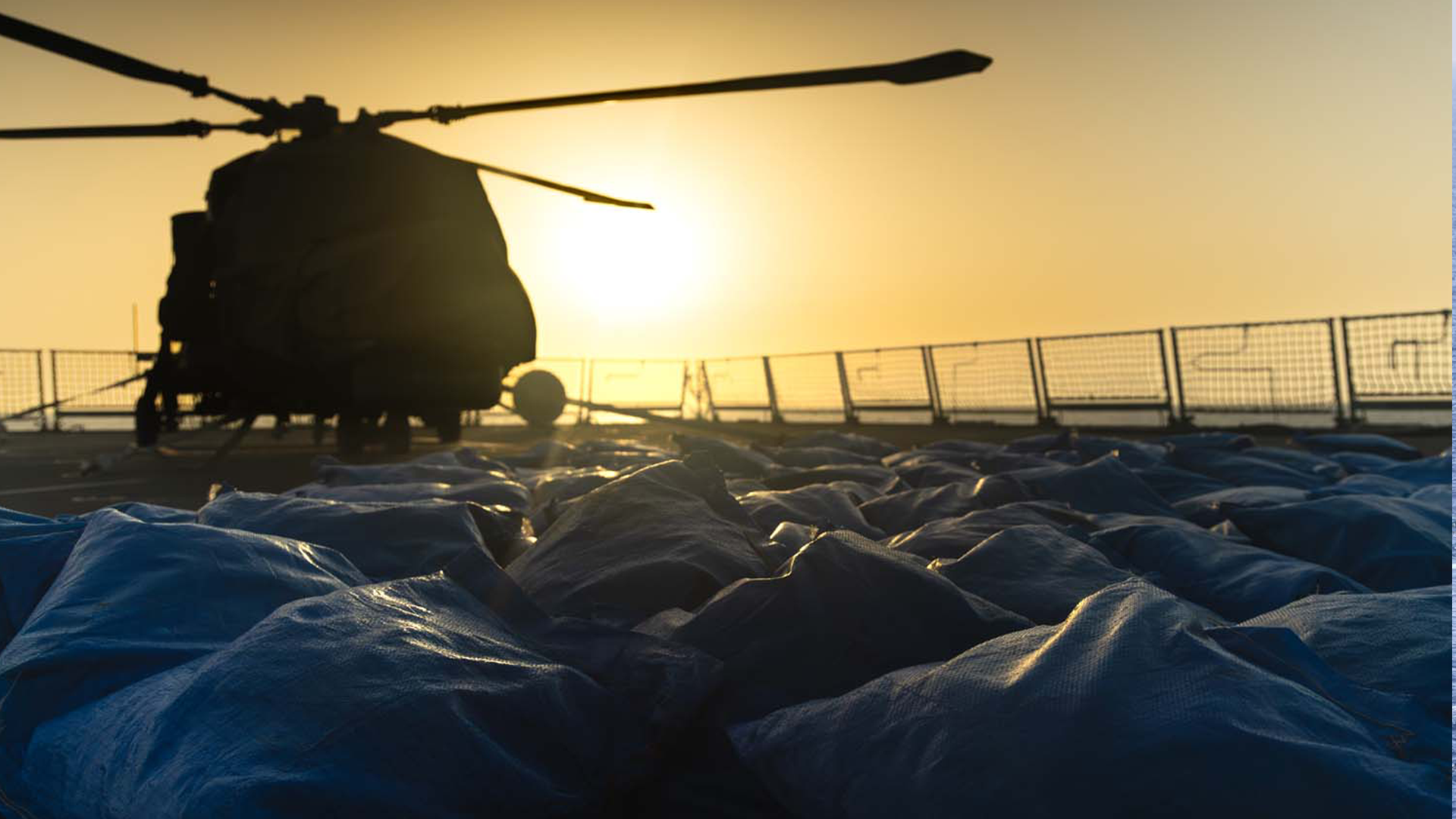 HMS Diamond drug bust haul on flight deck CREDIT ROYAL NAVY 310524