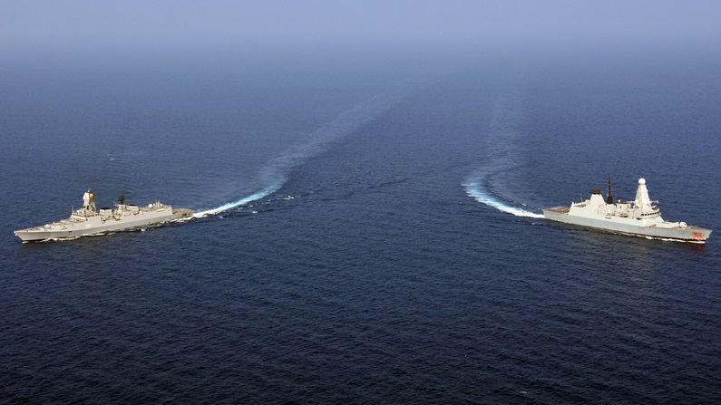 HMS Dragon and INS Kolkota 081218 Royal Navy