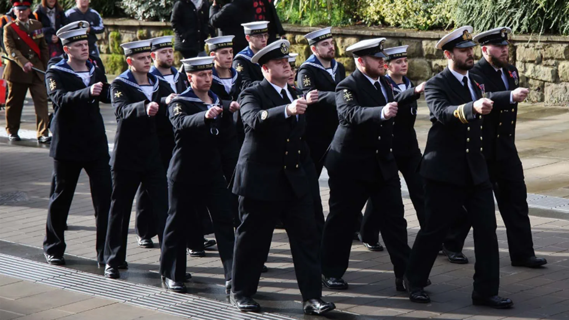 HMS Dragon company march through Wrexham CREDIT ROYAL NAVY