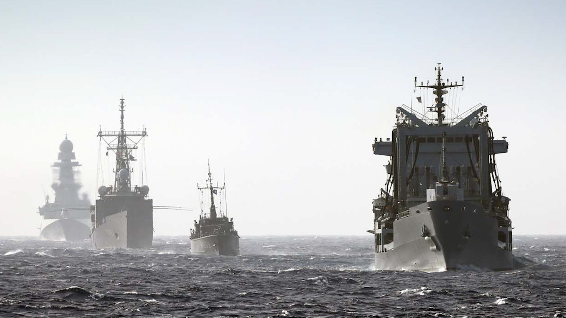 HMS Duncan leads Nato warships through minefield exercise in Mediterranean (Picture: Royal Navy).