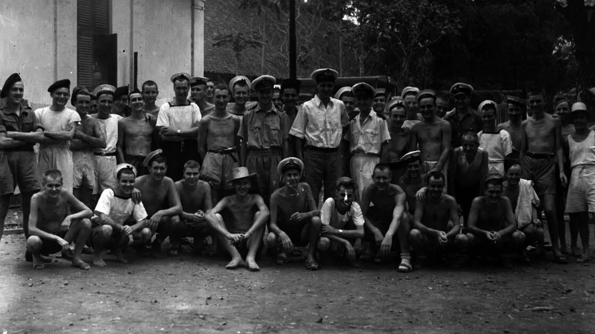 HMS Exeter's survivors pictured after being released from Japanese PoW camps in 1945 (Picture: Royal Navy)