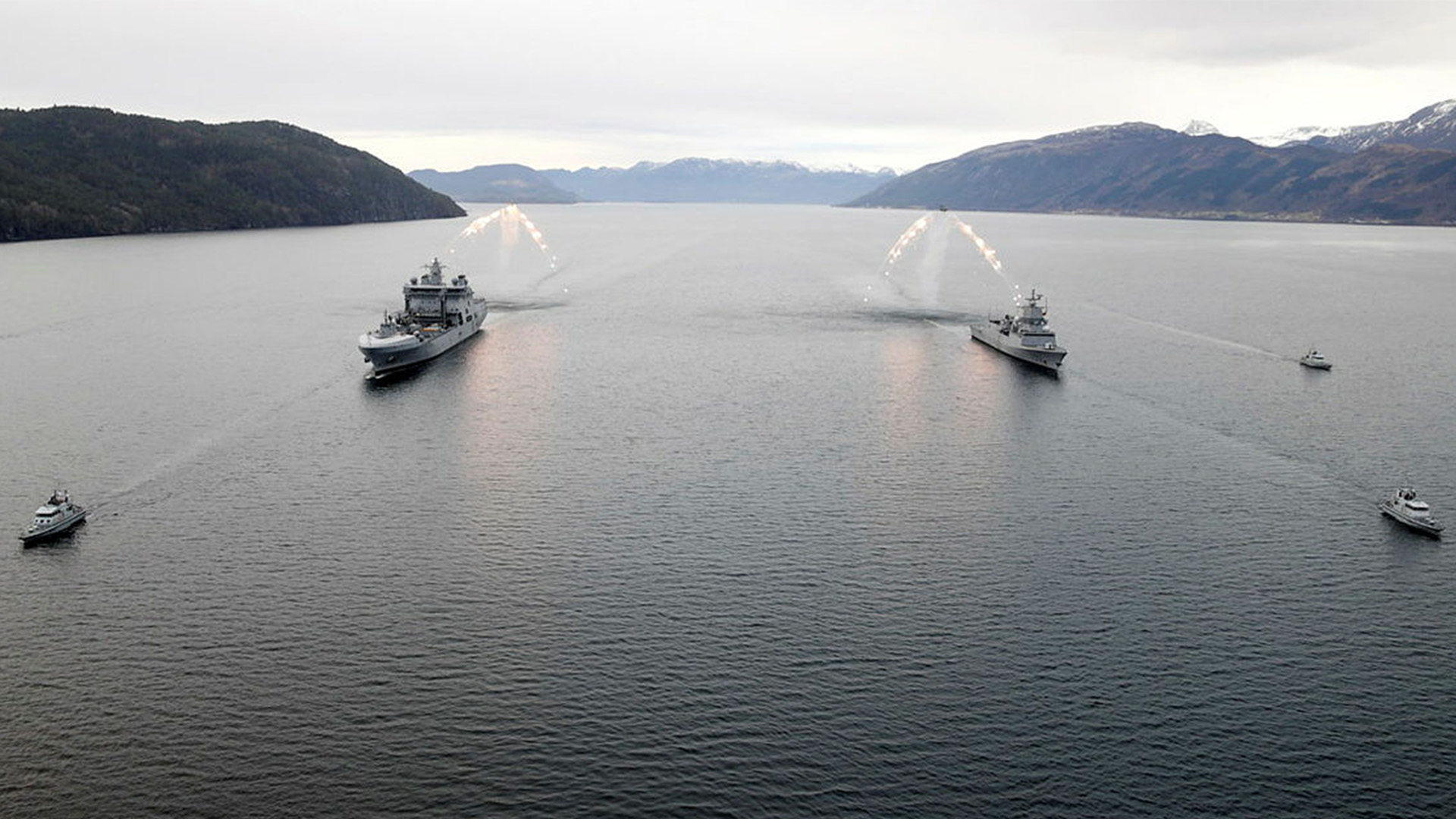 Royal Navy ships teamed up with Norwegian Naval ships on the exercise