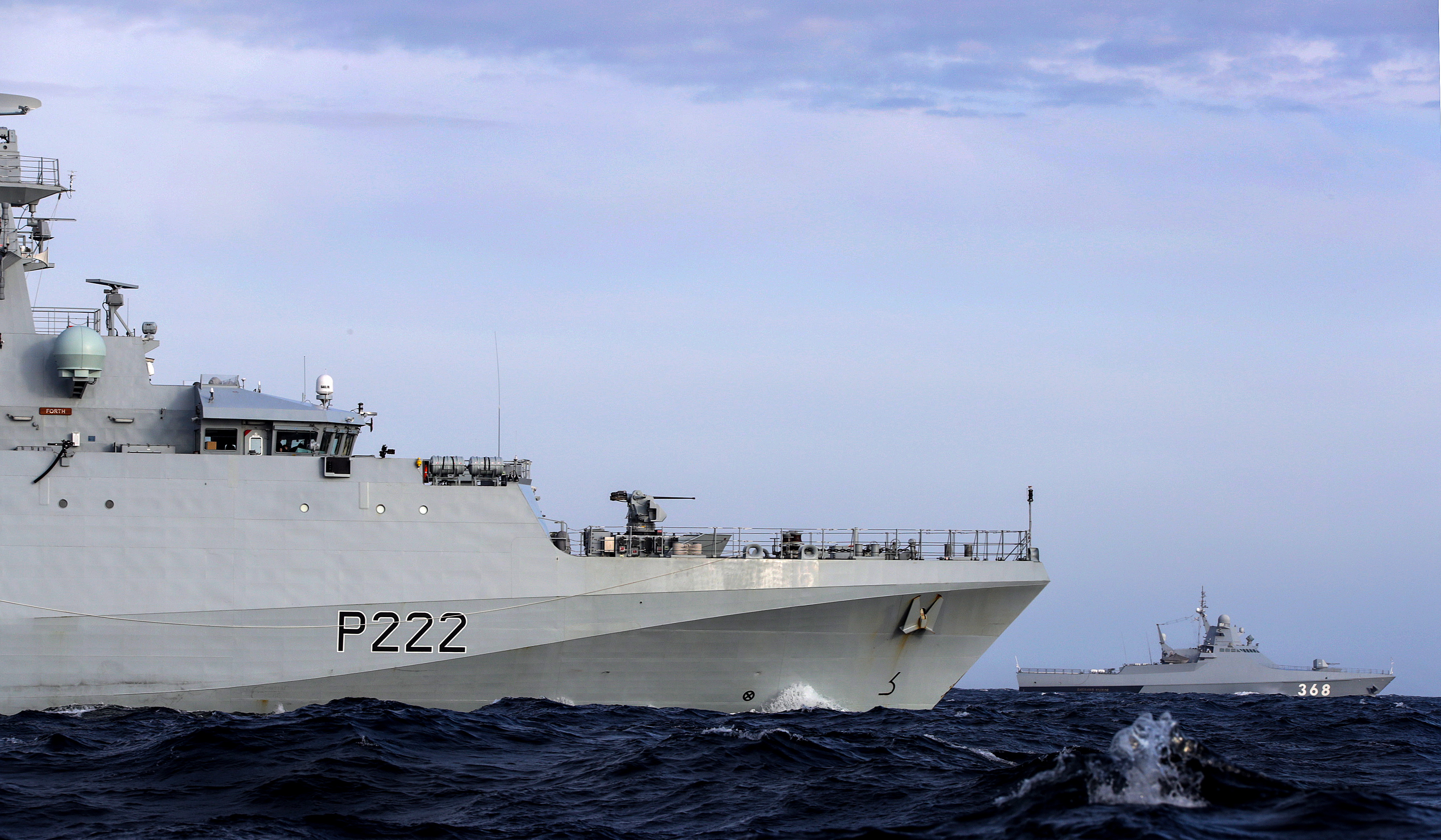 HMS Forth monitors a Russian vessel through English Channel 070819 CREDIT ROYAL NAVY