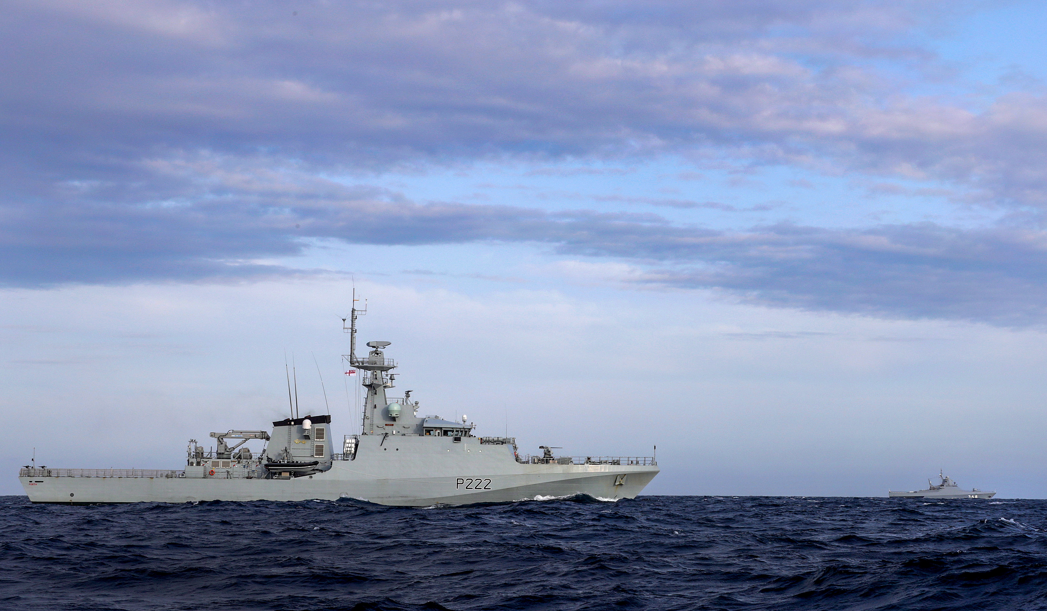 HMS Forth monitors a Russian ship through the English Channel (Picture: Royal Navy).