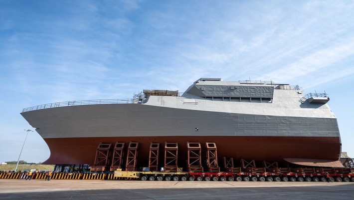 HMS Glasgow's forward section on display in Scotland (Picture: BAE Systems).