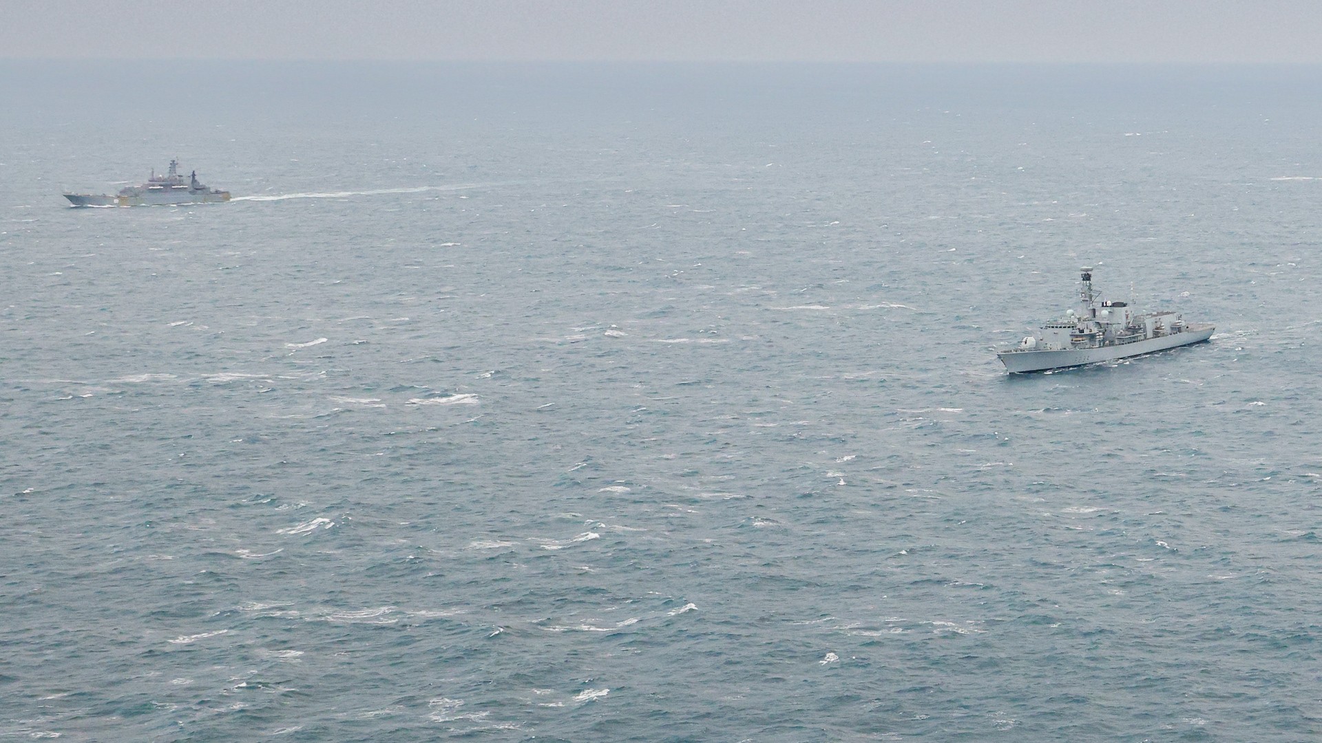 HMS Iron Duke shadows Russian task group in the English Channel