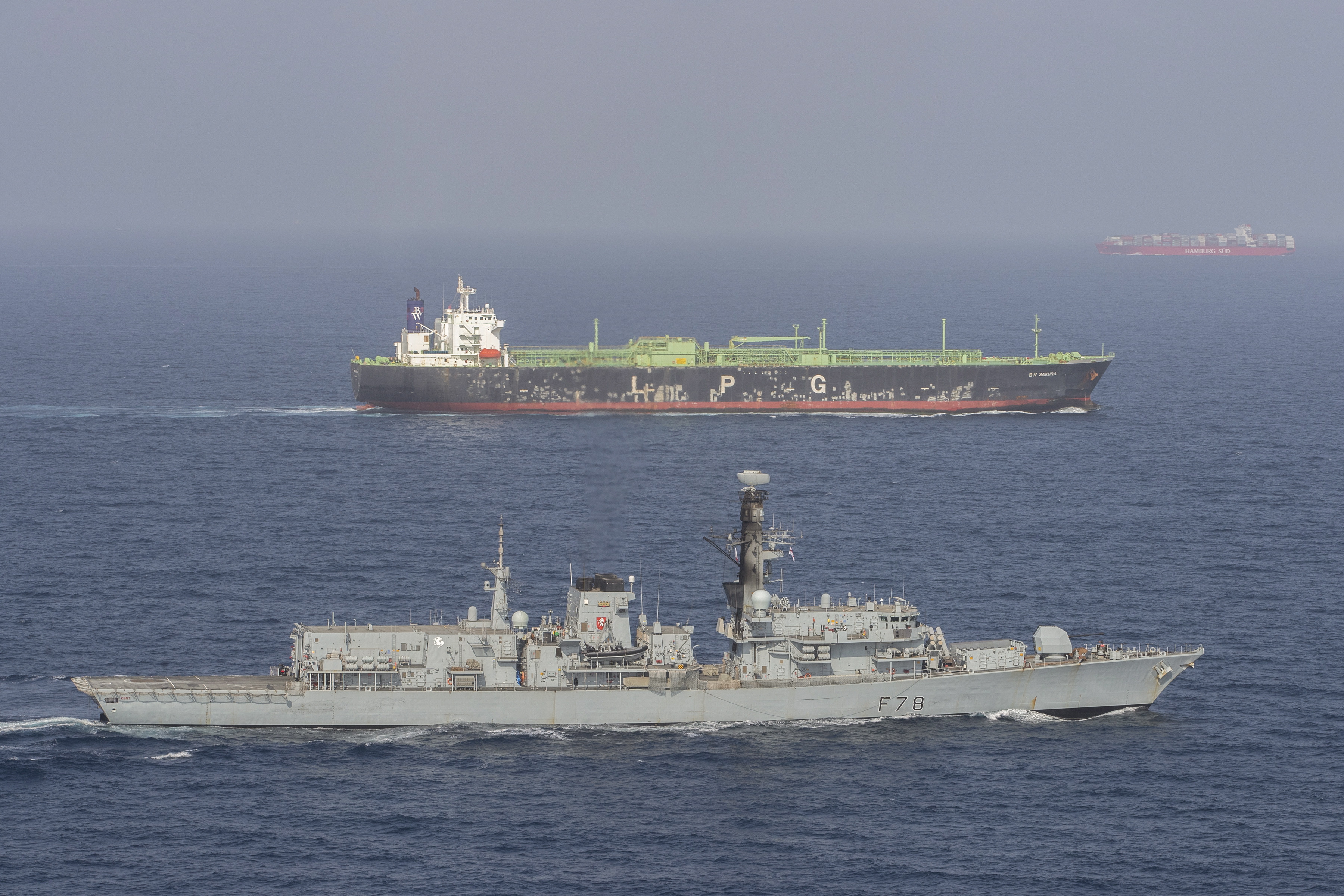 The Royal Navy has been escorting British merchant ships through the Strait of Hormuz amid heightened tensions with Iran (Picture: Royal Navy).