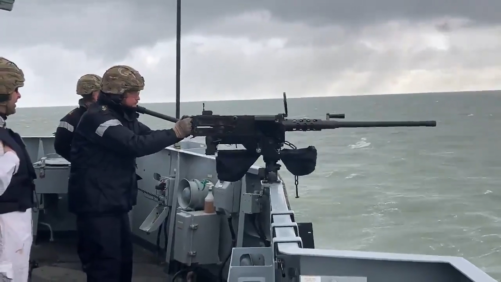 HMS Lancaster HMG guns tested the first time off the South Coast 09022021 CREDIT ROYAL NAVY