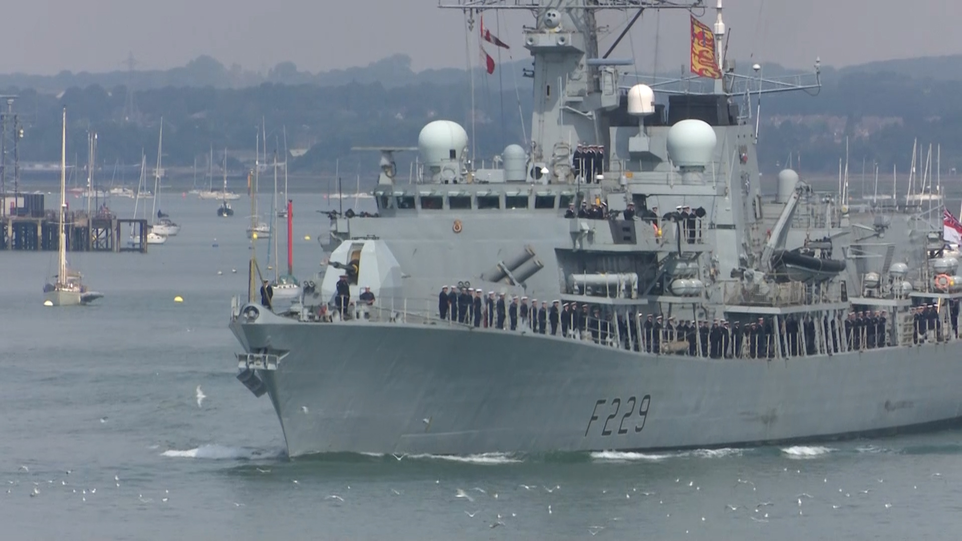 HMS Lancaster departs Portsmouth before heading to Bahrain